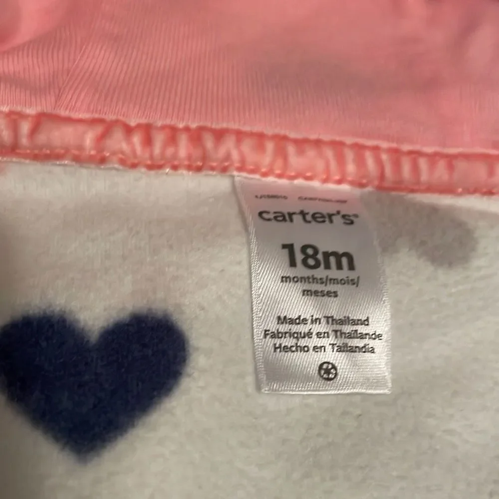 NWOT Carters White Heart Print Footless Long Sleeve Hooded Zip Up Footless Jumpe